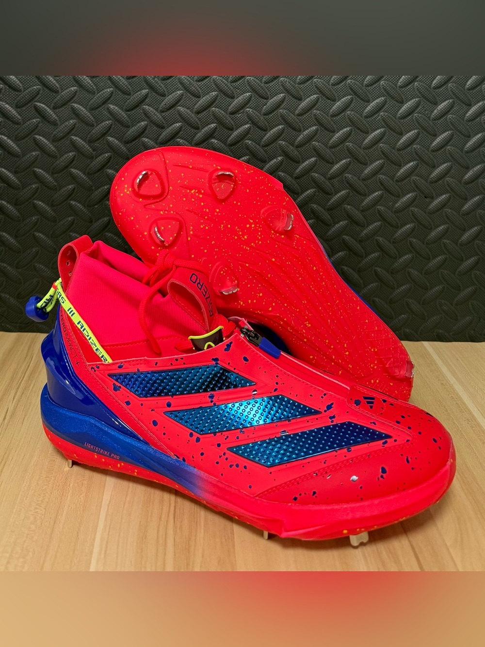 Adidas Adizero Impact+ 2.0 Metal Baseball Cleats Shades Red JQ4274 Mens Sz 11.5